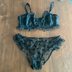 Adorable sheer ruffle panty with bow details